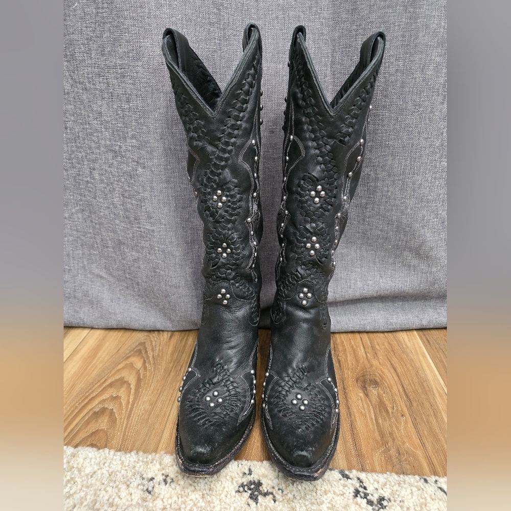 Lane Cossette women's black cowboy boots size 9 1/2